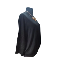 Wieczorowa Bluzka bombka z błyszczącym wstawkami - czarna